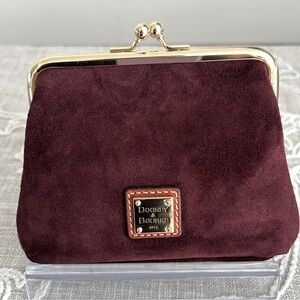 Dooney & Bourke EUC Burgundy Suede Large Framed Kiss Lock Purse